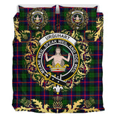 Urquhart Modern Tartan Crest Bedding Set - Golden Thistle Style